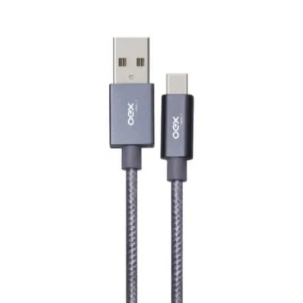 Cabo tipo c + usb CE202 nylon tançado 1.5M 3amperes - OEX - Imagem 2