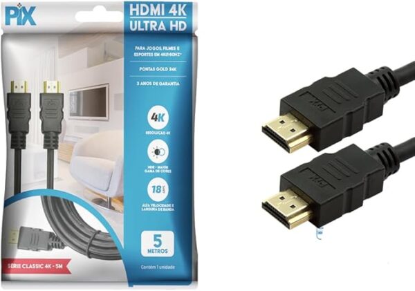Cabo hdmi 5metros 4K 60Hz - pix - Imagem 4