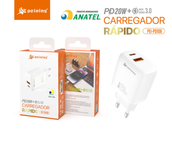 Carregador rápido com cabo lightning - Pei-pd106-4 - Imagem 2