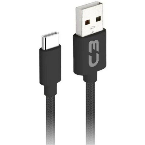 Cabo tecido tipo c + usb 1 Metro CBC11 - C3tech - Imagem 2