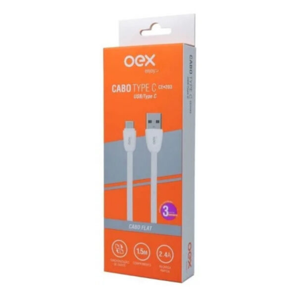 Cabo tipo c + usb flat ce203 1.5metro - OEX - Imagem 2