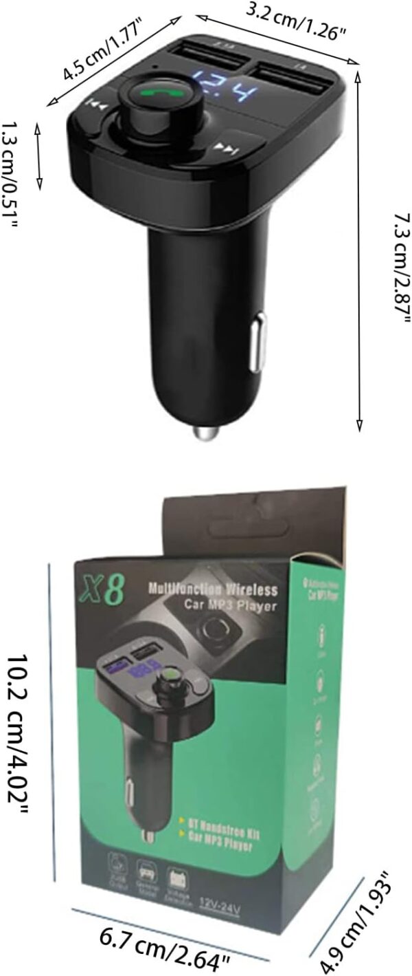 Carregador carro com bluetooth e mp3 player - x8 - Imagem 2