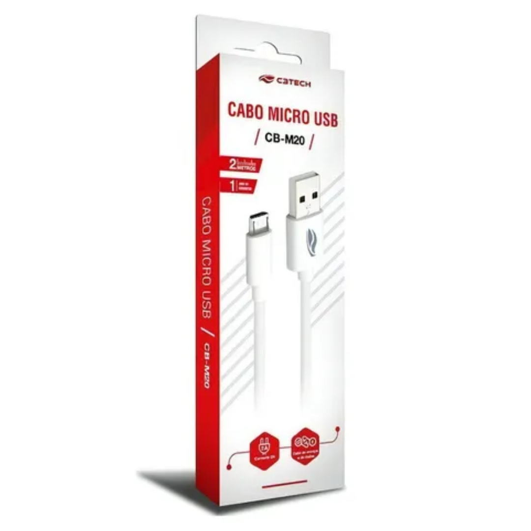 Cabo micro USB 2 Metros 2amperes CBM20 - C3tech