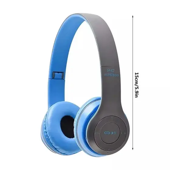 Fone bluetooth dobrável AZUL 5.0+EDR