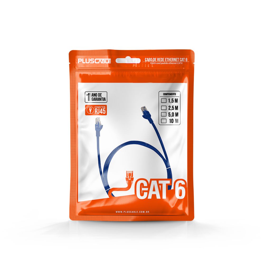 CABO DE REDE CAT6 1.5M PC-ETH6U15BL AZUL - PLUS CABLE