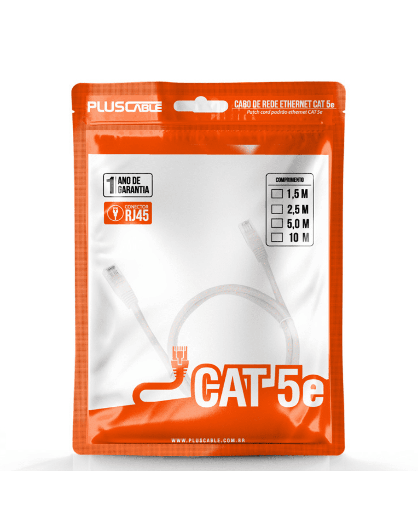 CABO DE REDE CAT5E 10M PC-ETHU100WH BRANCO - PLUS CABLE - Imagem 2