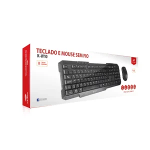 TECLADO + MOUSE WIRELESS K-W10BK PRETO - C3