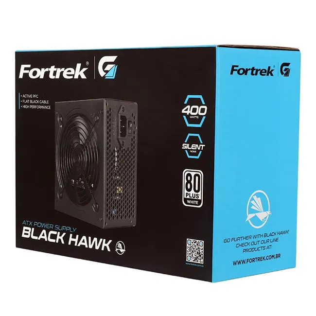 FONTE ATX 400W REAIS BLACK HAWK 80 PLUS WHITE 70458 - FORTRE