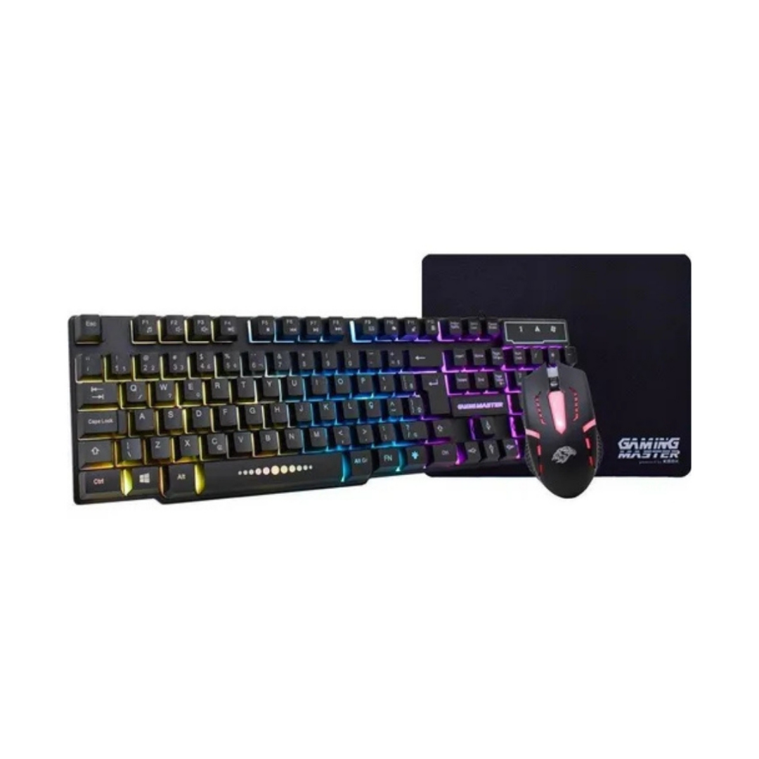 KIT GAMER TECLADO KM52+ MOUSE MOA8+ MOUSEPAD FX-X2218 GAMING MASTER