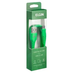 Cabo Carregador Elgin USB-C, 1 Metro, 2.0A, Verde